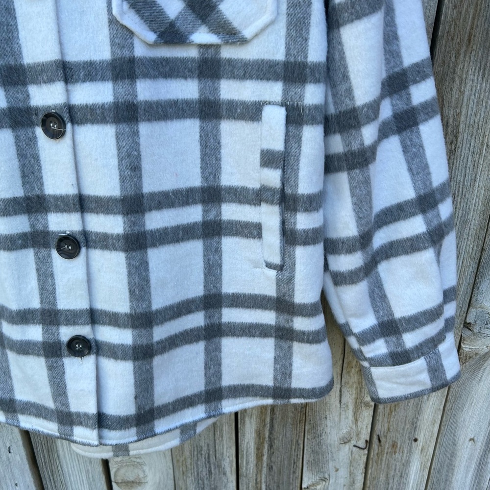 NWT Thread & Supply Plaid Shirt Jacket Grey White XS - Picture 8 of 16
